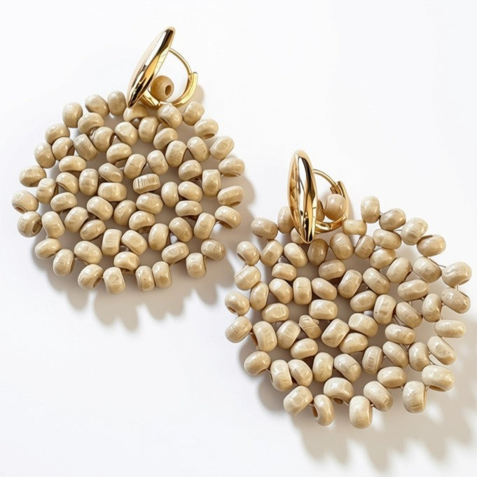Aurora Crafted Style-Macrame in Latte (Gold)-Earrings-Aurora Crafted Jewellery-