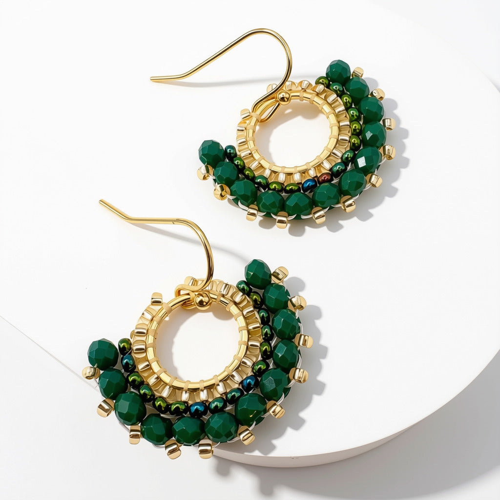 Aurora Crafted Style-Mini Mosaic in Emerald (Gold)-Earrings-Aurora Crafted Jewellery-
