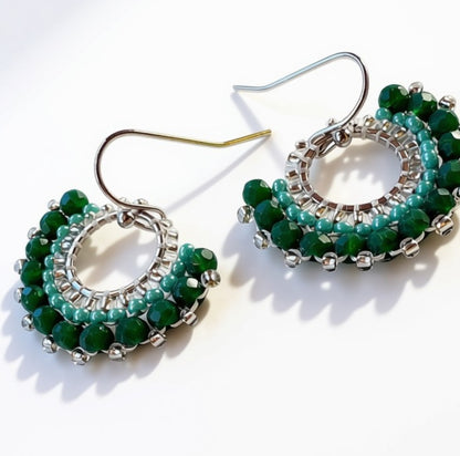 Aurora Crafted Style-Mini Mosaic in Jade Green (Silver)-Earrings-Aurora Crafted Jewellery-