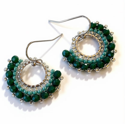 Aurora Crafted Style-Mini Mosaic in Jade Green (Silver)-Earrings-Aurora Crafted Jewellery-