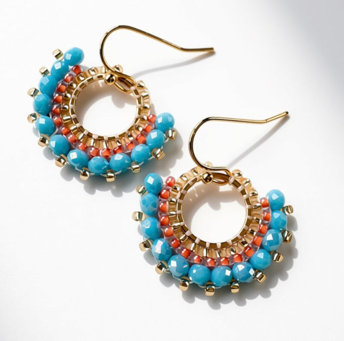Aurora Crafted Style-Mini Mosaic in Jamaica (Gold)-Earrings-Aurora Crafted Jewellery-