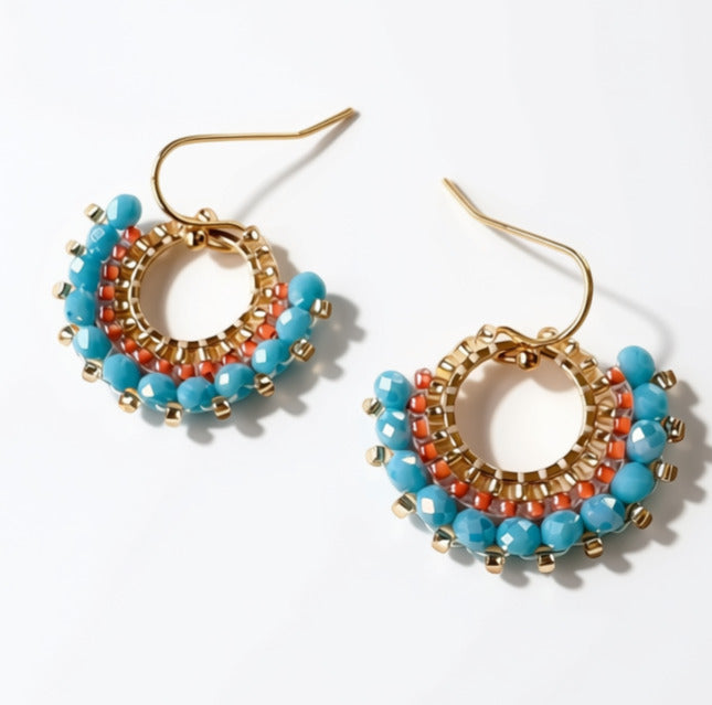 Aurora Crafted Style-Mini Mosaic in Jamaica (Gold)-Earrings-Aurora Crafted Jewellery-