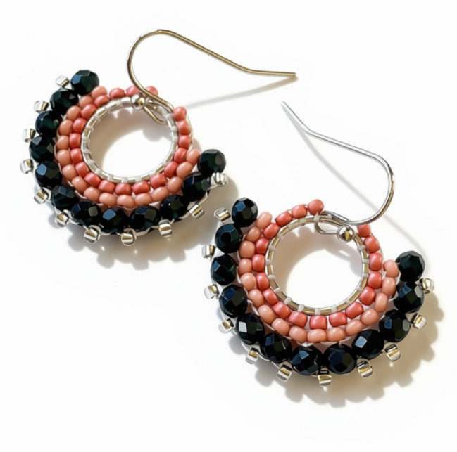 Aurora Crafted Style-Mini Mosaic in Navy Bloom (Silver)-Earrings-Aurora Crafted Jewellery-