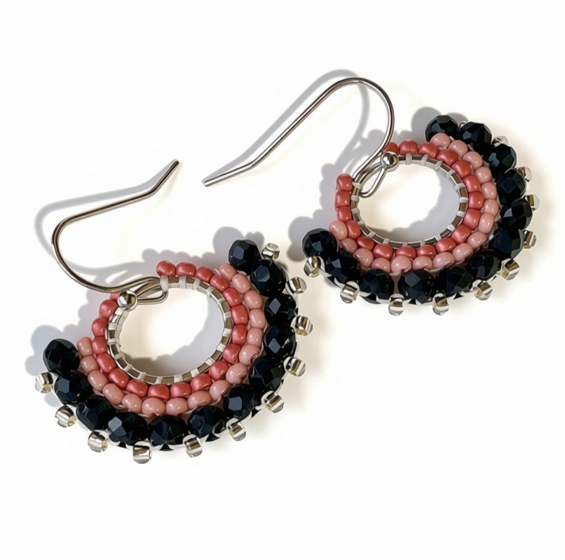 Aurora Crafted Style-Mini Mosaic in Navy Bloom (Silver)-Earrings-Aurora Crafted Jewellery-