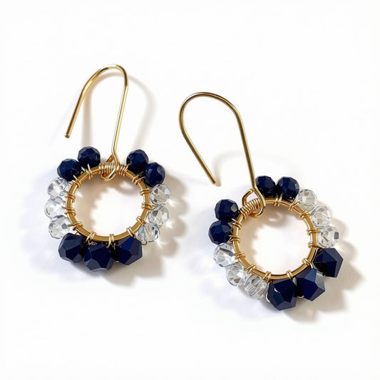 Aurora Crafted Style-Pretty Pop in Navy & Glass Slipper (Gold)-Earrings-Aurora Crafted Jewellery-