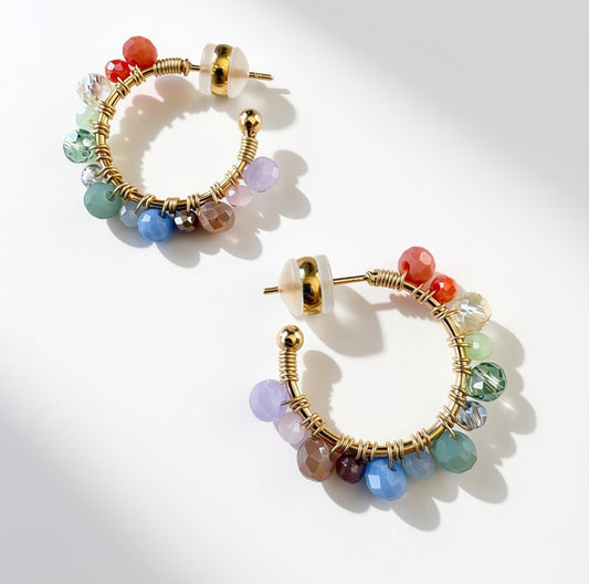 Aurora Crafted Style-Pastel Rainbow Hoop (Gold)-Aurora Crafted Style-