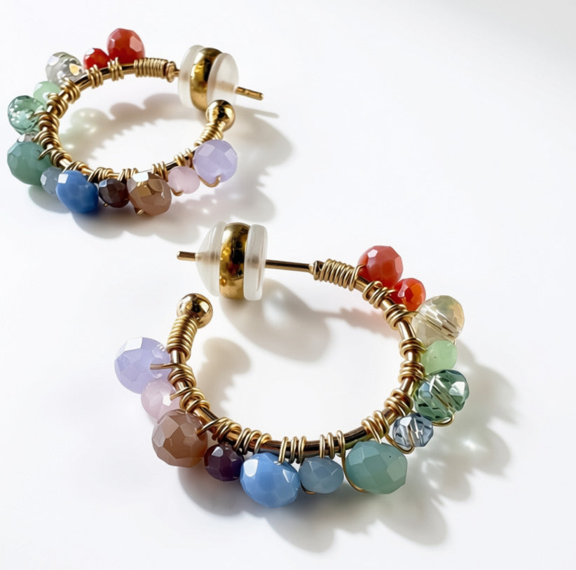 Aurora Crafted Style-Pastel Rainbow Hoop (Gold)-Aurora Crafted Style-