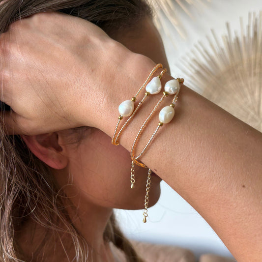 Aurora Crafted Style-Pearl Island in Gold (Gold)-BRACELETS-Aurora Crafted Jewellery-