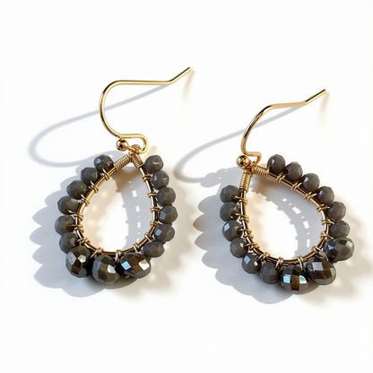 Aurora Crafted Style-Petite Teardrop in Goes with Everything Grey (Gold)-Earrings-Aurora Crafted Jewellery-