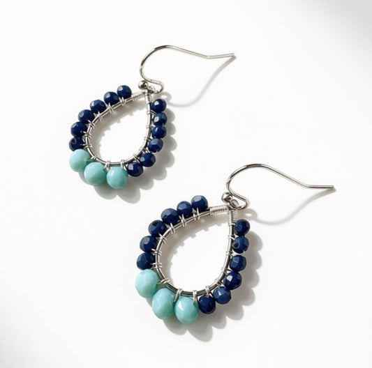 Aurora Crafted Style-Petite Teardrop in Navy (silver)-Earrings-Aurora Crafted Jewellery-