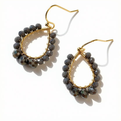 Aurora Crafted Style-Petite Teardrop in Goes with Everything Grey (Gold)-Earrings-Aurora Crafted Jewellery-