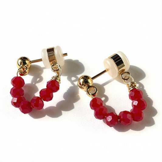 Aurora Crafted Style-Pin Tuck in Robot Red (Gold)-Earrings-Aurora Crafted Style-