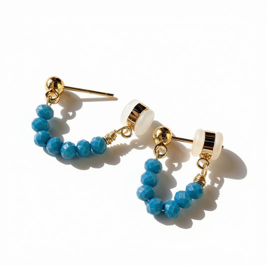 Aurora Crafted Style-Pin Tuck in Turquoise (Gold)-Earrings-Aurora Crafted Style-