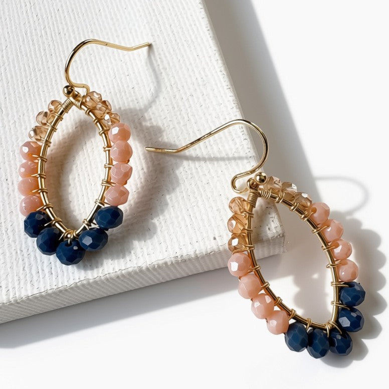 Aurora Crafted Style-Perfect Petal in Denim & Blush (Gold)-Aurora Crafted Style-