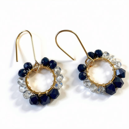 Aurora Crafted Style-Pretty Pop in Navy & Glass Slipper (Gold)-Earrings-Aurora Crafted Jewellery-