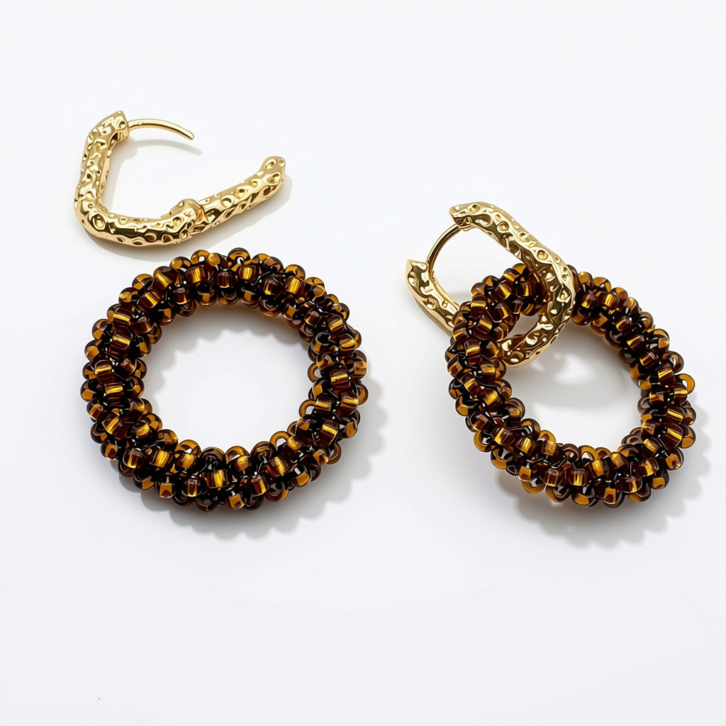 Aurora Crafted Style-Princess Drop in Medium Roast Mocha (Gold)-Earrings-Aurora Crafted Jewellery-