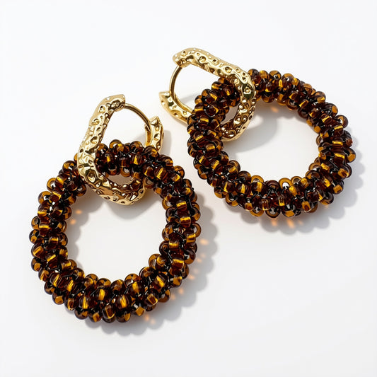 Aurora Crafted Style-Princess Drop in Medium Roast Mocha (Gold)-Earrings-Aurora Crafted Jewellery-