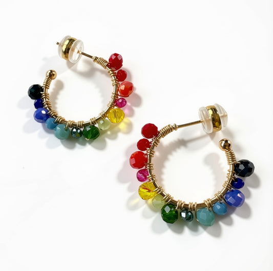 Aurora Crafted Style-Vibrant Rainbow Hoop (Gold)-Aurora Crafted Style-