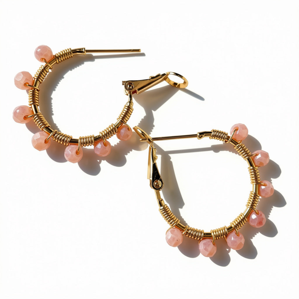Retro Hoop in Litchi (Gold)