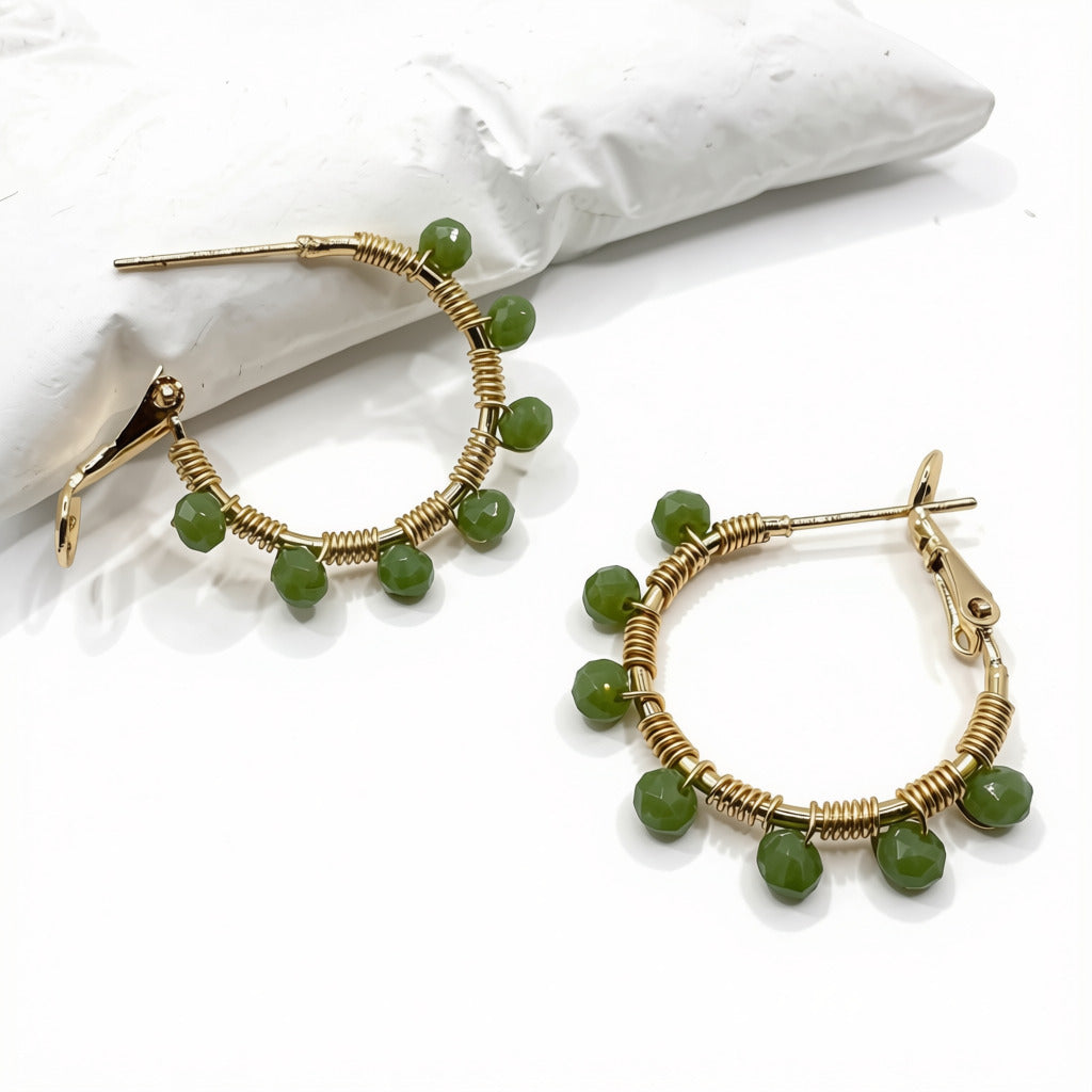 Aurora Crafted Style-Retro Hoop in Tarragon (Gold)-Earrings-Aurora Crafted Jewellery-