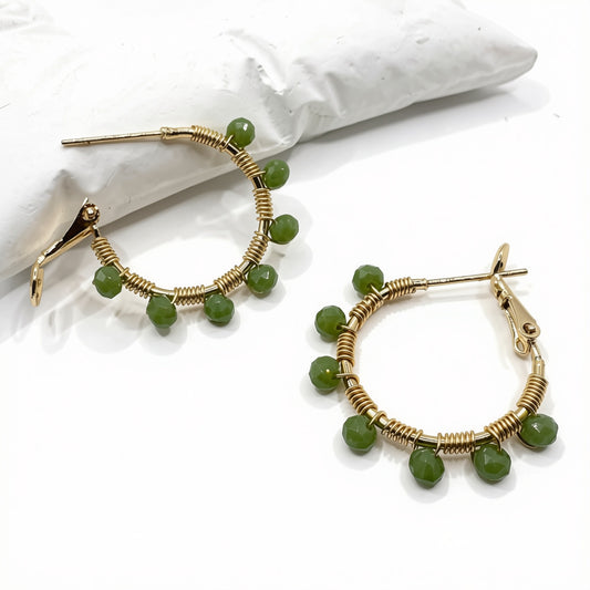 Aurora Crafted Style-Retro Hoop in Tarragon (Gold)-Earrings-Aurora Crafted Jewellery-