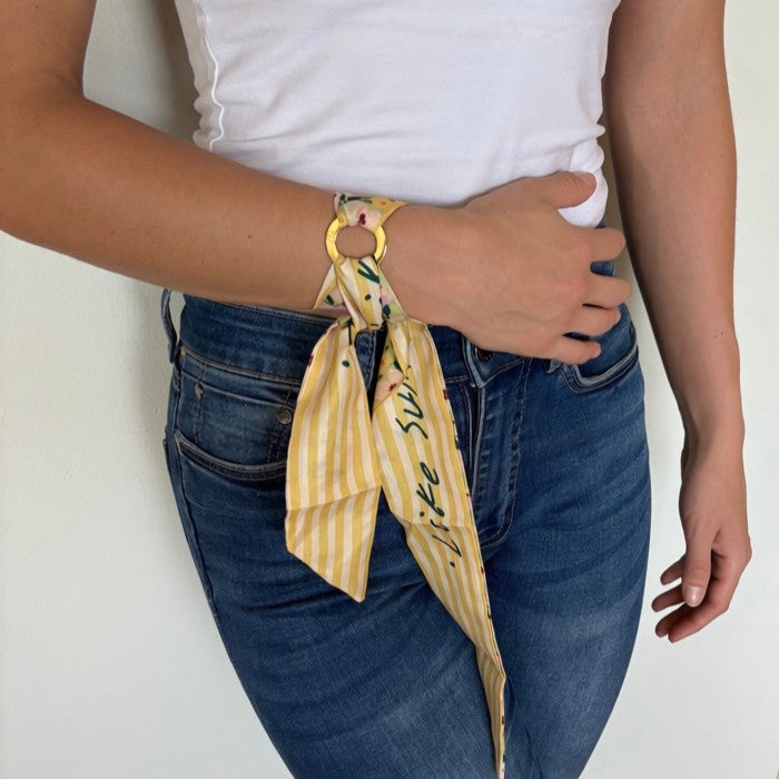 Aurora Crafted Style-Scarflet in Candy Stripe Yellow (Gold)-BRACELETS-Aurora Crafted Jewellery-