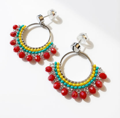 Aurora Crafted Style-Small Frida in Carnival (Silver)-Earrings-Aurora Crafted Jewellery-