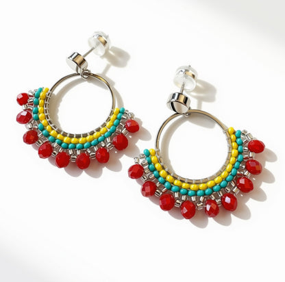 Aurora Crafted Style-Small Frida in Carnival (Silver)-Earrings-Aurora Crafted Jewellery-