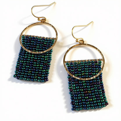 Aurora Crafted Style-Blue Shimmer Split Orb (Gold)-Earrings-Aurora Crafted Jewellery-