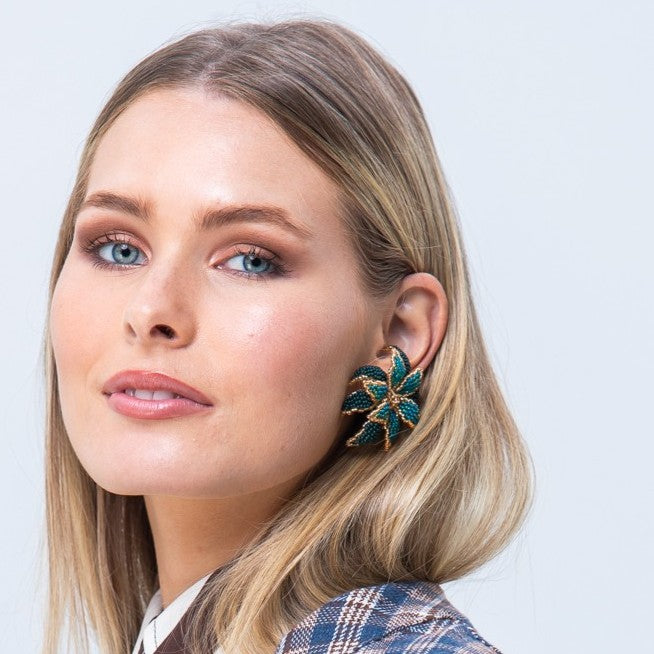 Aurora Crafted Style-Look at me Lily Earring in Tell Tale Teal-Earrings-Aurora Crafted Jewellery-