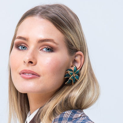 Aurora Crafted Style-Look at me Lily Earring in Tell Tale Teal-Earrings-Aurora Crafted Jewellery-