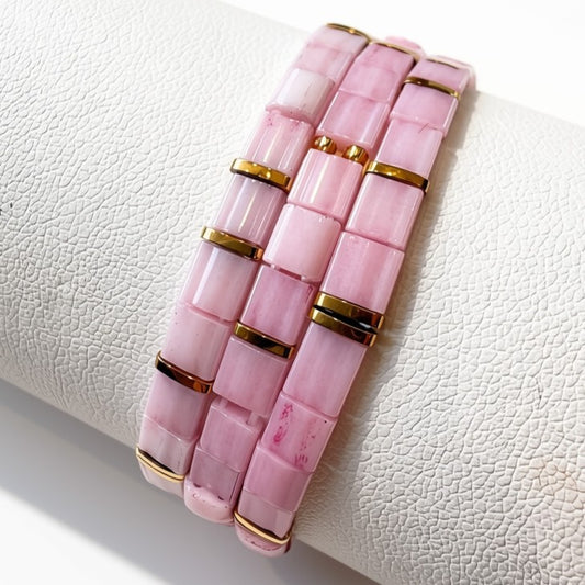 Aurora Crafted Style-Tila Bracelet Tickled Pink-BRACELETS-Aurora Crafted Jewellery-