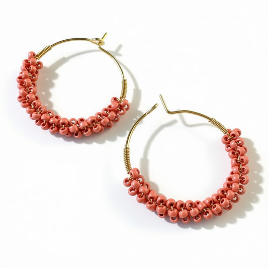 Aurora Crafted Style-Wrapped Hoops in Winter Pink (Gold)-Earrings-Aurora Crafted Jewellery-