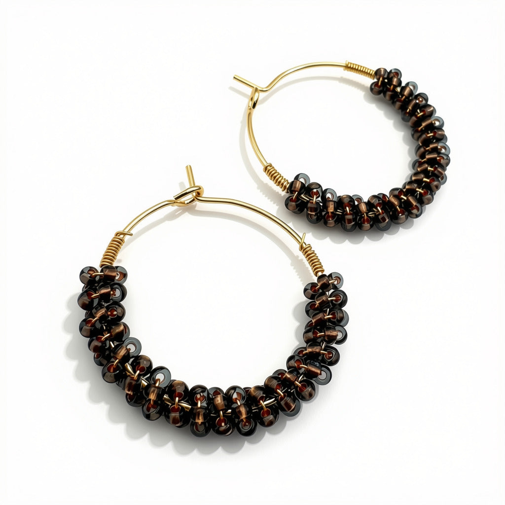 Aurora Crafted Style-Wrapped Hoops in Mocha (Gold)-Earrings-Aurora Crafted Jewellery-