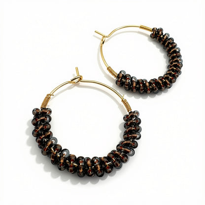 Aurora Crafted Style-Wrapped Hoops in Mocha (Gold)-Earrings-Aurora Crafted Jewellery-