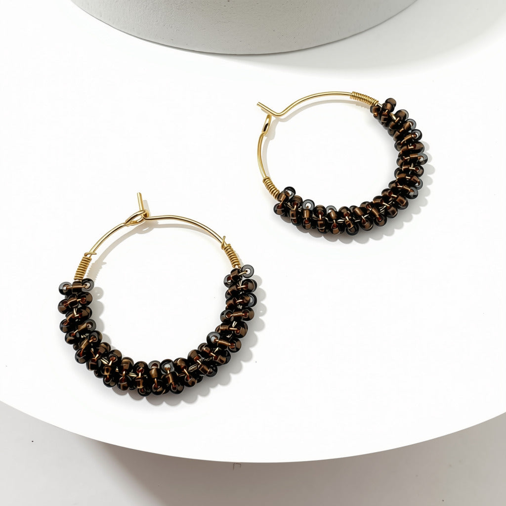Aurora Crafted Style-Wrapped Hoops in Mocha (Gold)-Earrings-Aurora Crafted Jewellery-