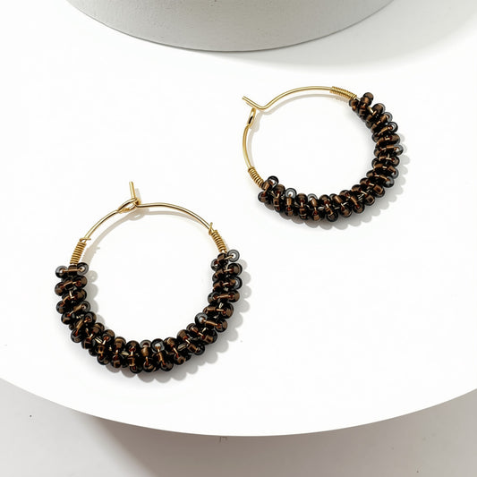 Aurora Crafted Style-Wrapped Hoops in Mocha (Gold)-Earrings-Aurora Crafted Jewellery-
