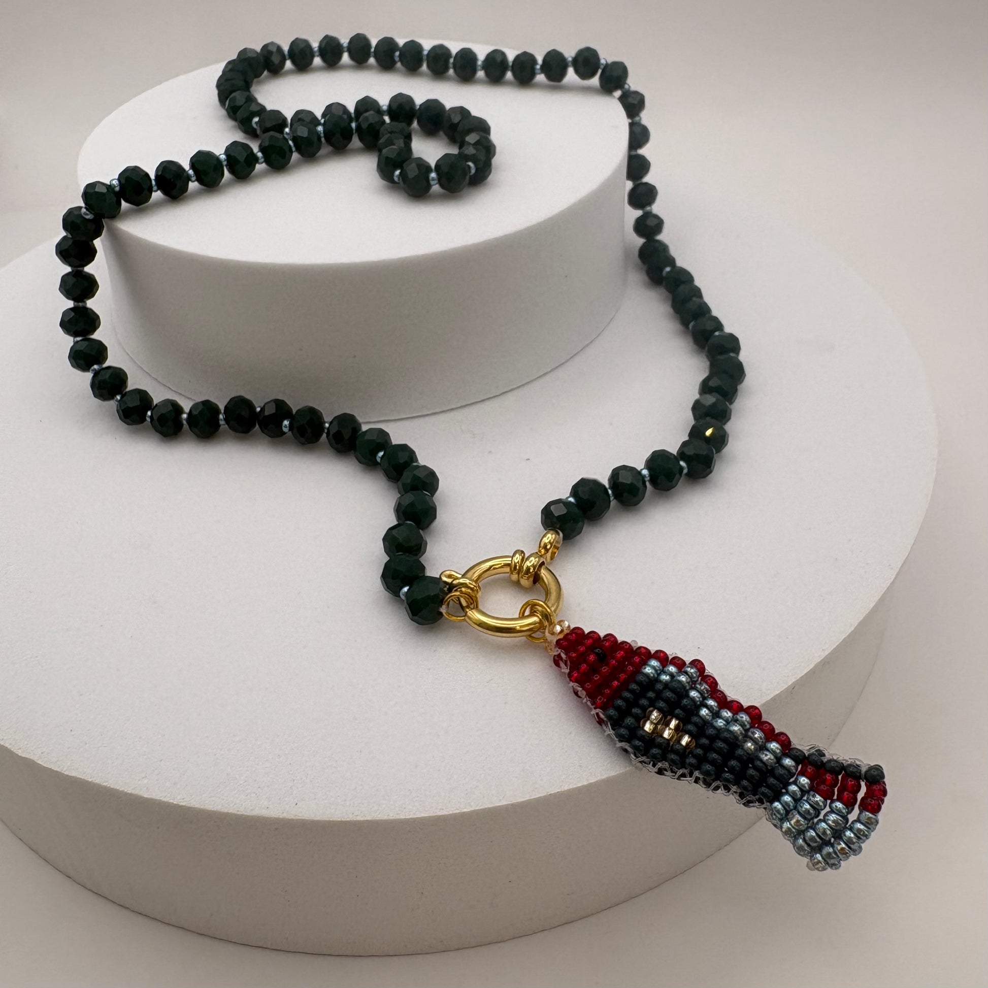 Aurora Crafted Style-Lola Bubbles Necklace in Deep Water Green (Gold)-NECKLACES-Aurora Crafted Style-