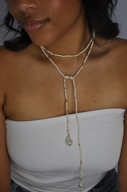 Aurora Crafted Style-Pearl Lanyard (Pearl)-NECKLACES-Aurora Crafted Style-