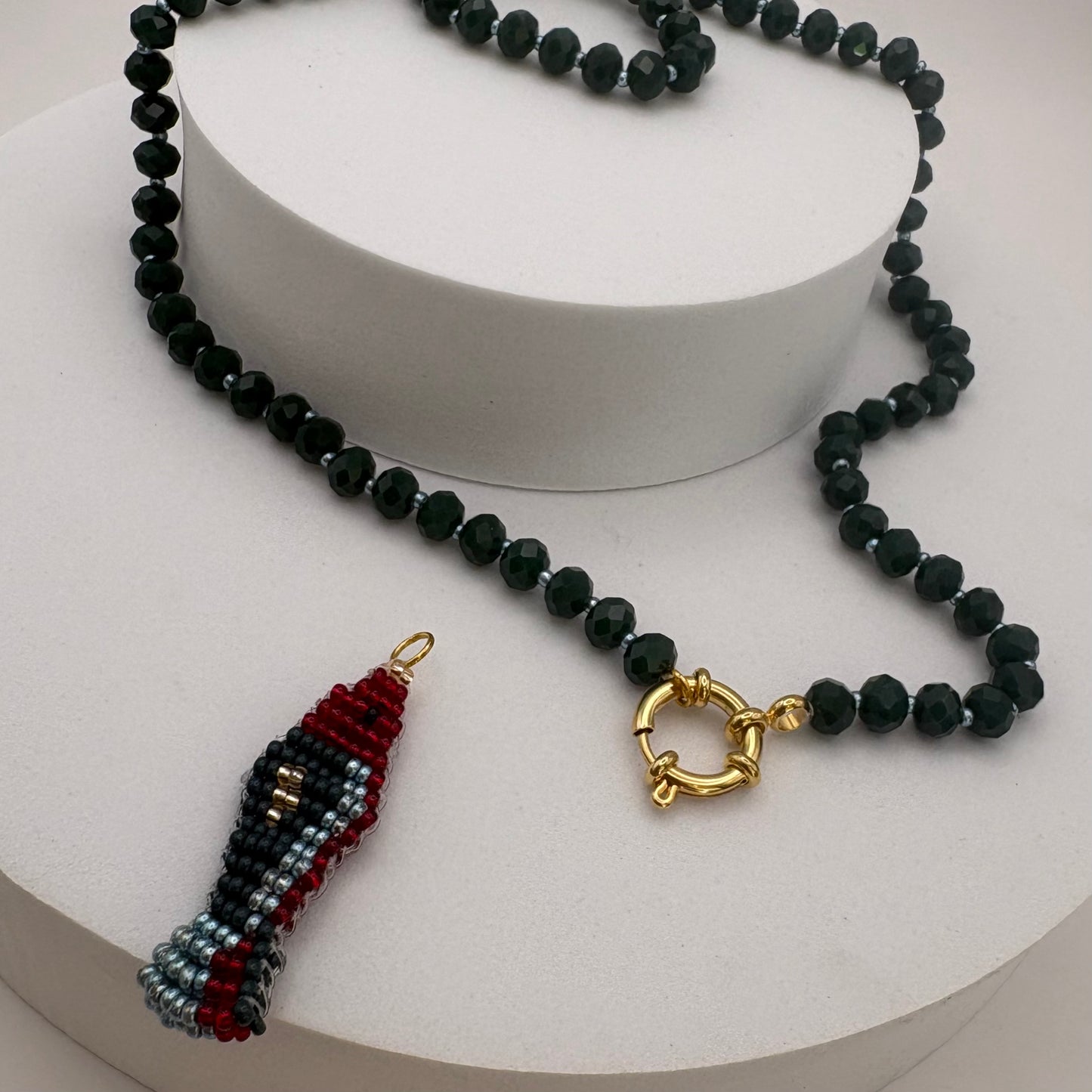 Aurora Crafted Style-Lola Bubbles Necklace in Deep Water Green (Gold)-NECKLACES-Aurora Crafted Style-