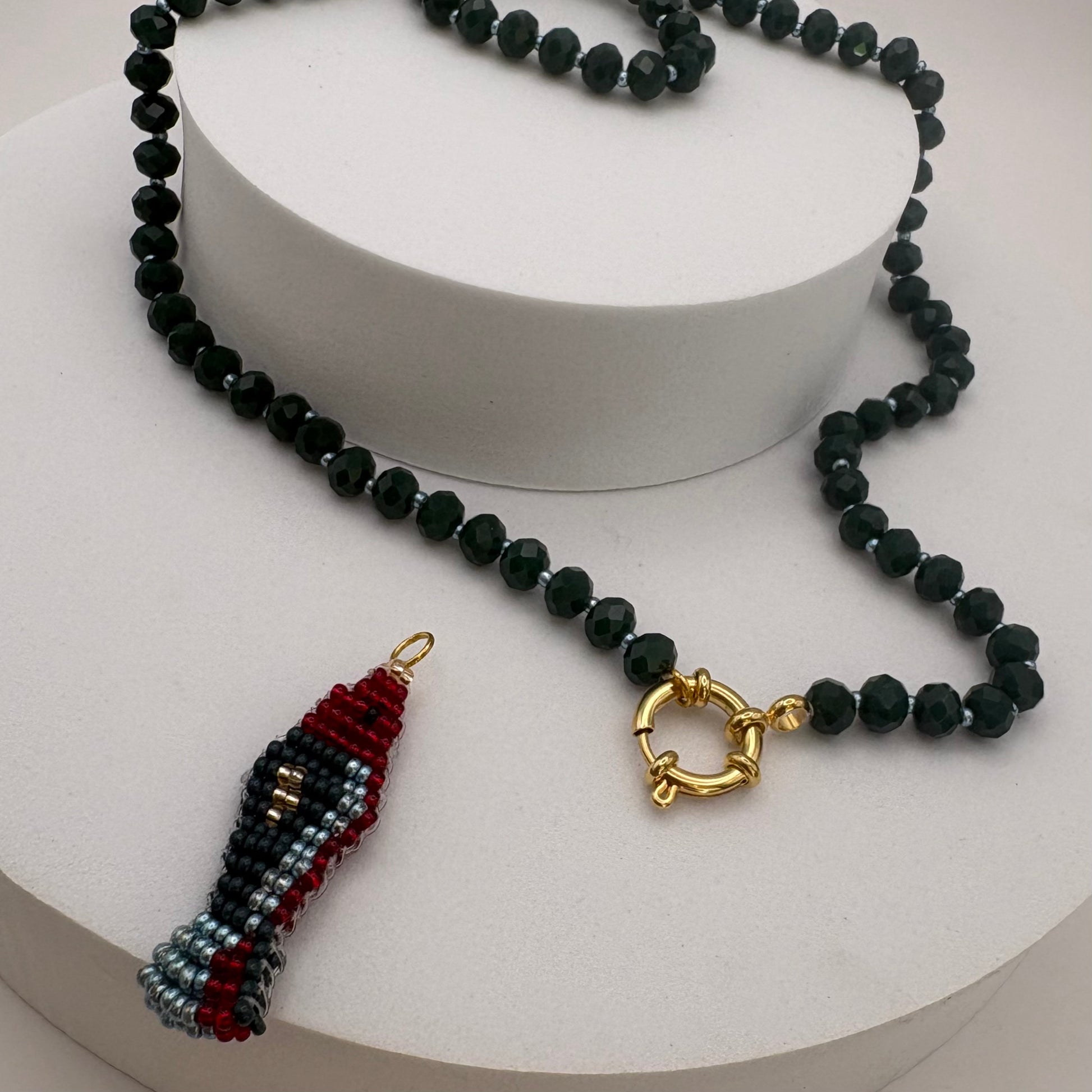 Aurora Crafted Style-Lola Bubbles Necklace in Deep Water Green (Gold)-NECKLACES-Aurora Crafted Style-