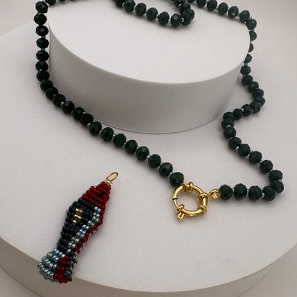 Aurora Crafted Style-Lola Bubbles Necklace in Deep Water Green (Gold)-NECKLACES-Aurora Crafted Style-