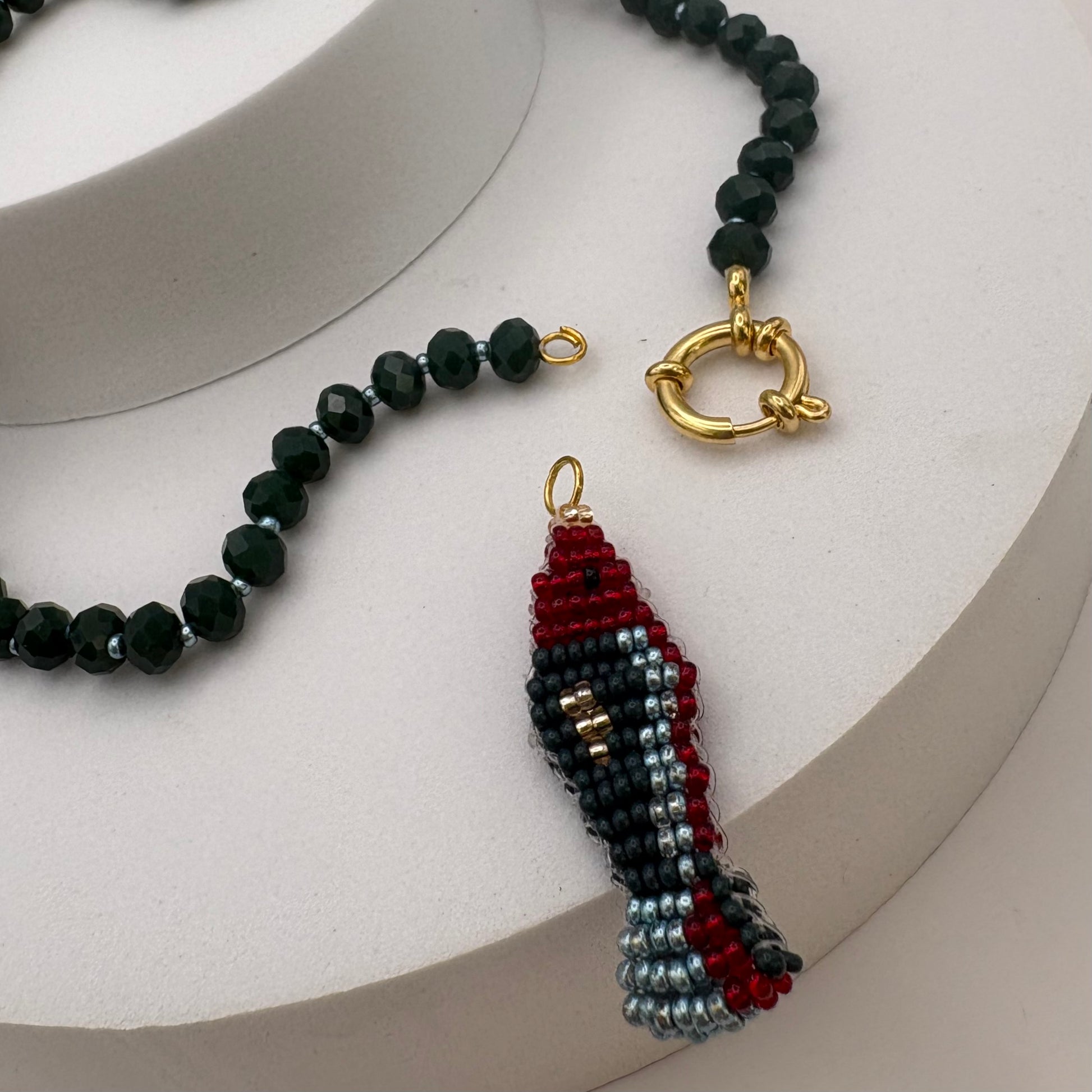 Aurora Crafted Style-Lola Bubbles Necklace in Deep Water Green (Gold)-NECKLACES-Aurora Crafted Style-