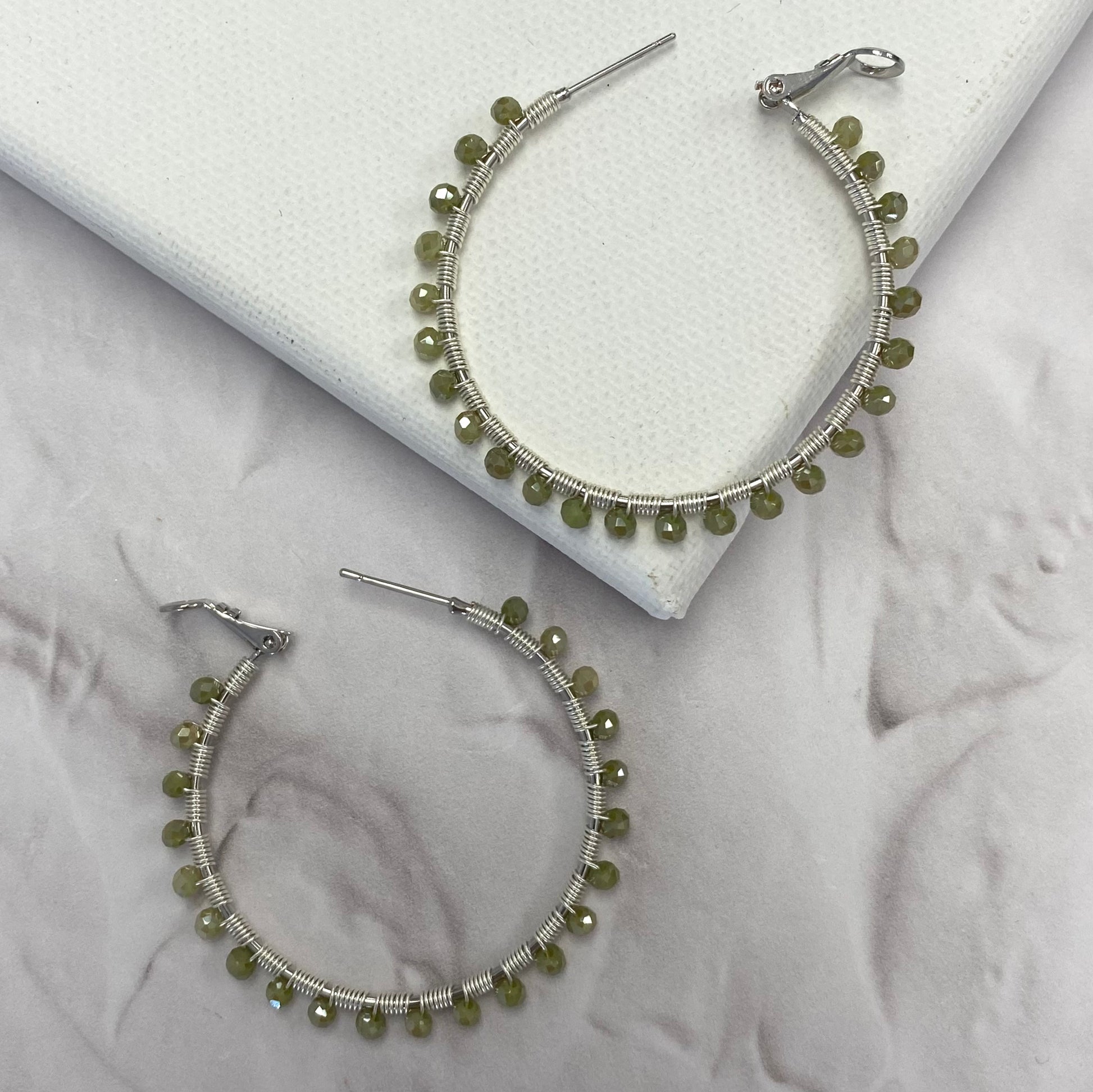 Aurora Crafted Style-XL Retro Hoop in Soft Khaki (Silver)-Earrings-Aurora Crafted Jewellery-