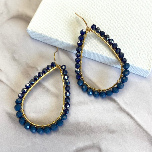 Aurora Crafted Style-Intense Indigo Classic Teardrop-Earrings-Aurora Crafted Jewellery-