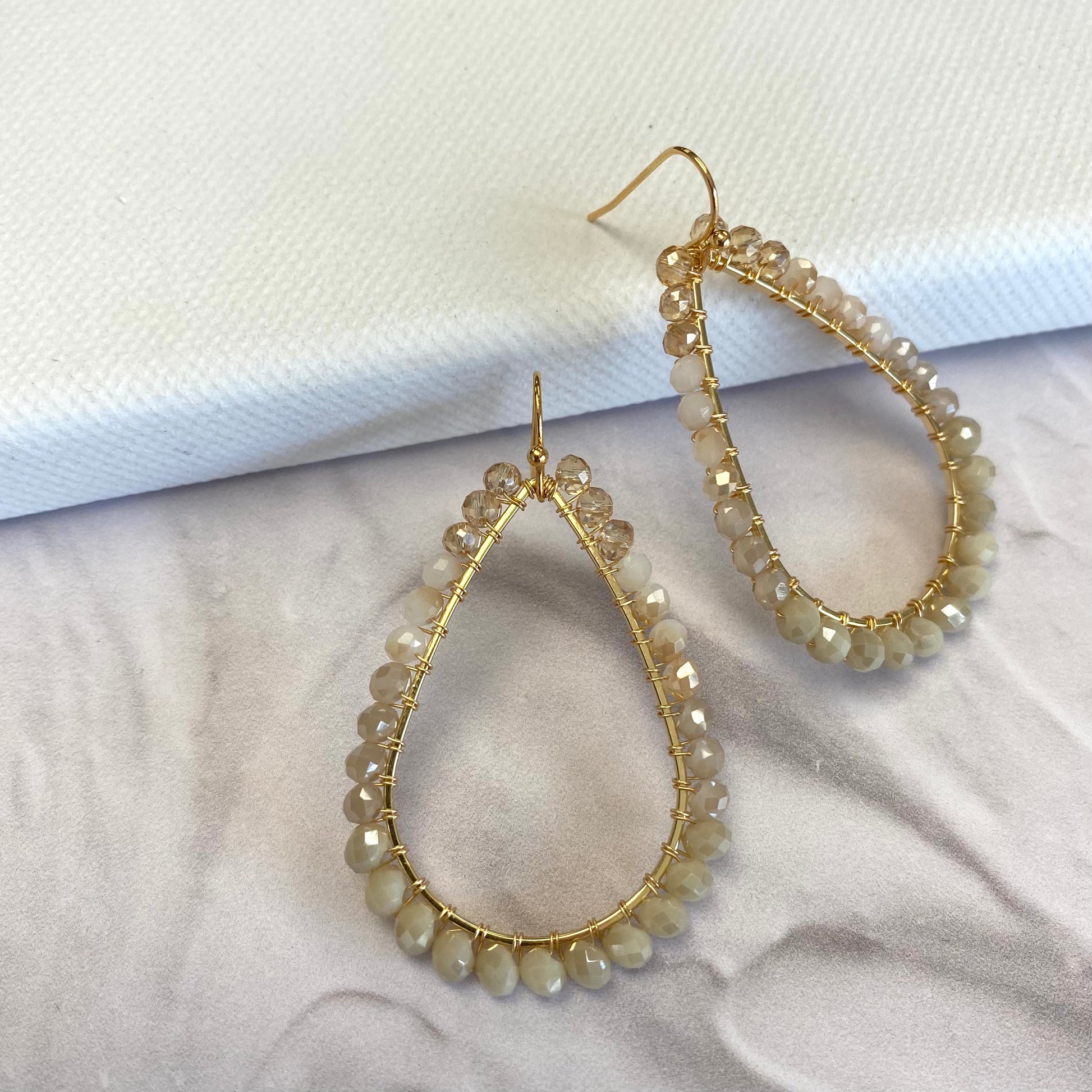 Aurora Crafted Style-Neutral Nude Ombre Teardrop (Gold)-Earrings-Aurora Crafted Jewellery-
