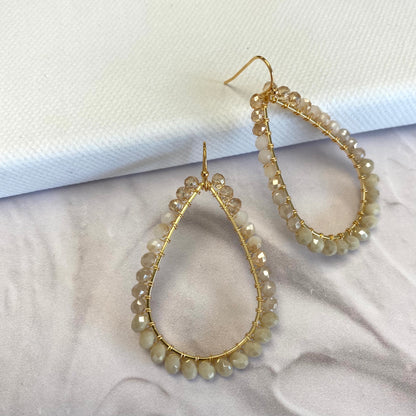 Aurora Crafted Style-Neutral Nude Ombre Teardrop (Gold)-Earrings-Aurora Crafted Jewellery-