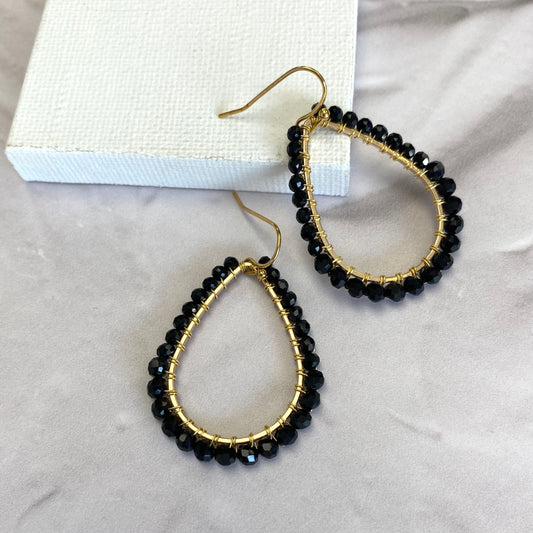 Aurora Crafted Style-Onyx Mini Teardrop (Gold)-Earrings-Aurora Crafted Jewellery-