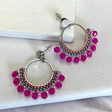 Load image into Gallery viewer, Aurora Crafted Style-Small Frida in Hot Pink and Pastel (Silver)-Earrings-Aurora Crafted Jewellery-
