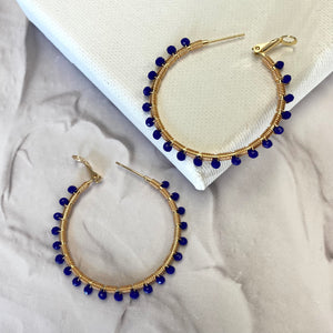 XL Retro Hoop in Cobalt Blue (Gold)